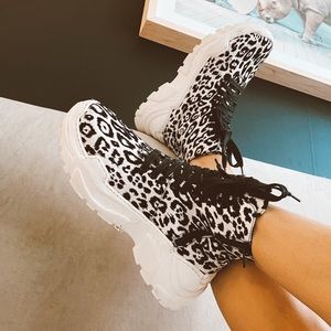 TIBI Leopard Milo Sneaker - Chunky Boot